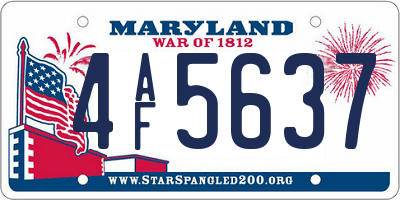 MD license plate 4AF5637