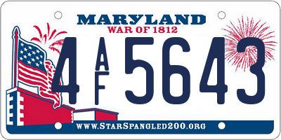 MD license plate 4AF5643