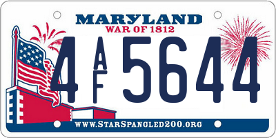 MD license plate 4AF5644