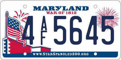 MD license plate 4AF5645