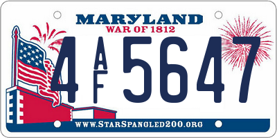 MD license plate 4AF5647
