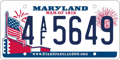 MD license plate 4AF5649