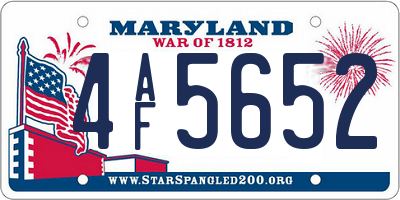MD license plate 4AF5652