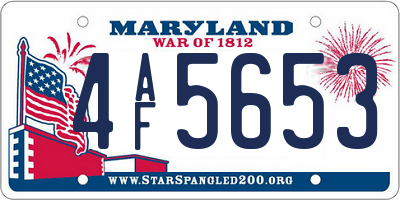 MD license plate 4AF5653