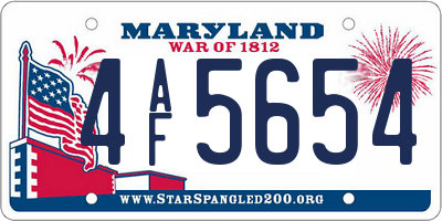 MD license plate 4AF5654