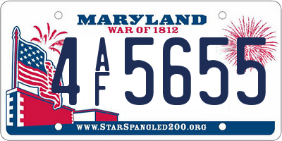 MD license plate 4AF5655
