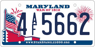 MD license plate 4AF5662