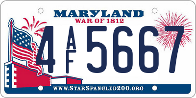 MD license plate 4AF5667