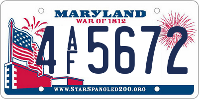 MD license plate 4AF5672