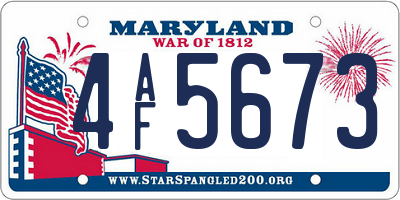 MD license plate 4AF5673