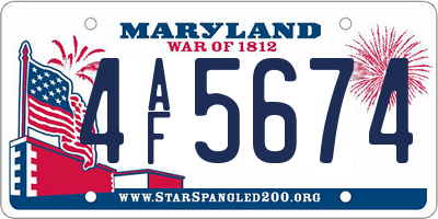 MD license plate 4AF5674