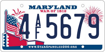 MD license plate 4AF5679