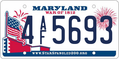 MD license plate 4AF5693