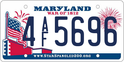 MD license plate 4AF5696