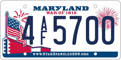 MD license plate 4AF5700