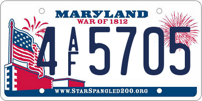 MD license plate 4AF5705