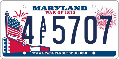 MD license plate 4AF5707