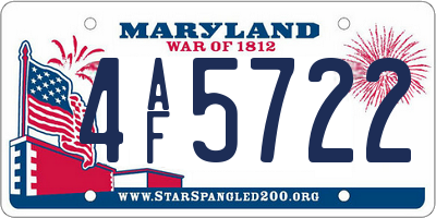 MD license plate 4AF5722
