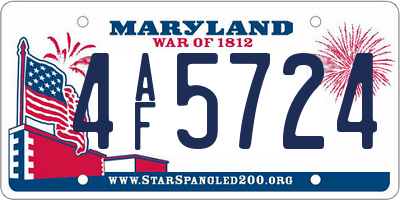 MD license plate 4AF5724
