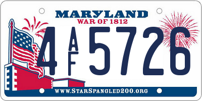 MD license plate 4AF5726