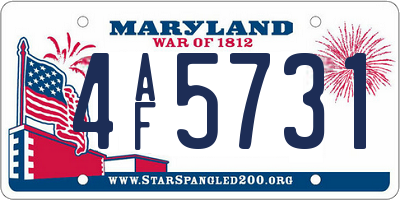 MD license plate 4AF5731