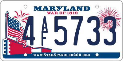 MD license plate 4AF5733