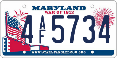 MD license plate 4AF5734