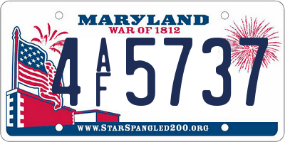 MD license plate 4AF5737