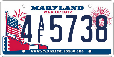 MD license plate 4AF5738