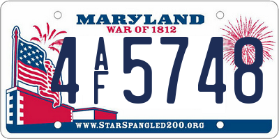 MD license plate 4AF5748