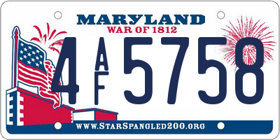 MD license plate 4AF5758