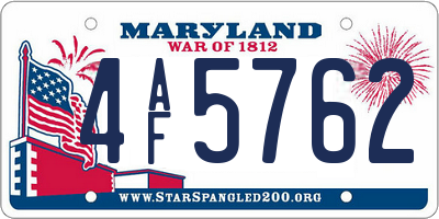 MD license plate 4AF5762
