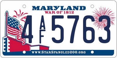 MD license plate 4AF5763