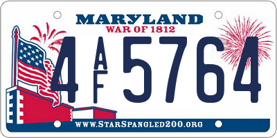 MD license plate 4AF5764