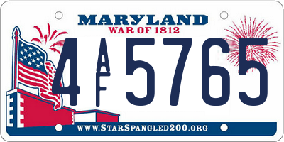 MD license plate 4AF5765