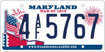 MD license plate 4AF5767