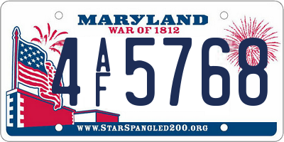 MD license plate 4AF5768
