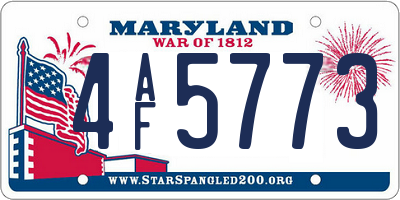 MD license plate 4AF5773