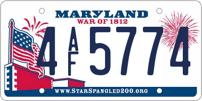 MD license plate 4AF5774
