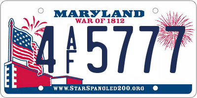 MD license plate 4AF5777