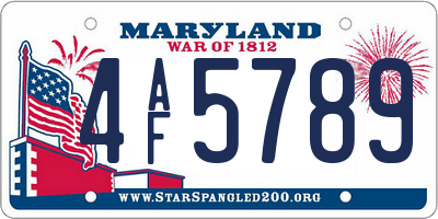MD license plate 4AF5789