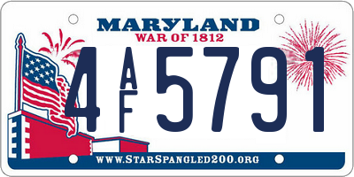 MD license plate 4AF5791