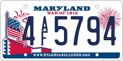 MD license plate 4AF5794