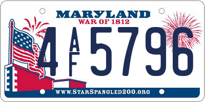 MD license plate 4AF5796
