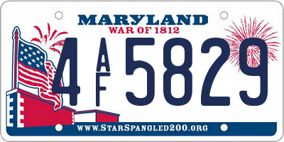 MD license plate 4AF5829