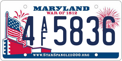 MD license plate 4AF5836