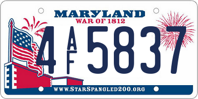 MD license plate 4AF5837