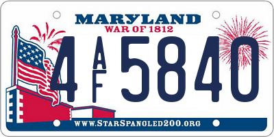 MD license plate 4AF5840