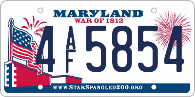 MD license plate 4AF5854
