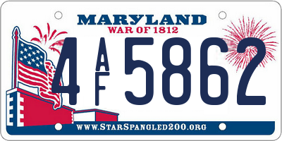 MD license plate 4AF5862